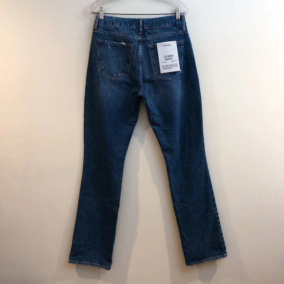 FRAME Le Mini Boot Leg Distressed Mid Rise Medium Wash Denim Jeans 26 NWT - Picture 11 of 13